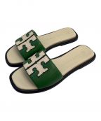 TORY BURCHトリーバーチ）の古着「ダブルTスポーツサンダル/Double T Sport Slide Sandal/83404/TORY BURCH/トリーバーチ」｜グリーン×ベージュ