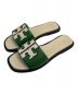 TORY BURCH（トリーバーチ）の古着「ダブルTスポーツサンダル/Double T Sport Slide Sandal/83404/TORY BURCH/トリーバーチ」｜グリーン×ベージュ