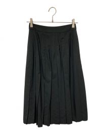 MARGARET HOWELL（マーガレットハウエル）の古着「FINE WOOL POPLIN NARROW PLEAT SKIRT/ファインウール ポプリン ナロープリーツ スカート/578-8232003/MARGARET HOWELL/マーガレットハウエル/日本製/18AW」｜ブラック