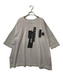 Y's（ワイズ）の古着「BLOCK PRINTED ROUND NECK T-SHIRT Y's ワイズ グレー ビッグシルエット ユニセックス YU-T02-670」｜グレー