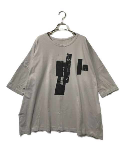 Y's（ワイズ）Y's (ワイズ) BLOCK PRINTED ROUND NECK T-SHIRT Y's ワイズ グレー ビッグシルエット ユニセックス YU-T02-670 グレー サイズ:2の古着・服飾アイテム