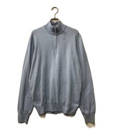 GRAN SASSO（グランサッソ）の古着「カシミヤ混ハーフジップニット GRAN SASSO グランサッソ ブルー セーター 57186/12890」｜ブルー