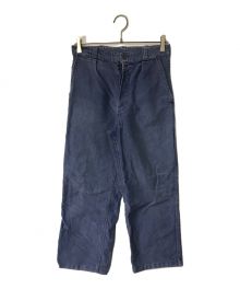 VULCAIN（バルカン）の古着「モールスキンワークパンツ/ moleskin work pants/VULCAIN/バルカン/推定40～50`s/刺繍タグ/ヴィンテージ/フレンチワーク」｜ブルー