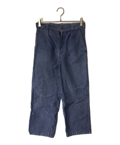 VULCAIN（バルカン）VULCAIN (バルカン) モールスキンワークパンツ/ moleskin work pants/VULCAIN/バルカン/推定40～50`s/刺繍タグ/ヴィンテージ/フレンチワーク ブルー サイズ:表記なしの古着・服飾アイテム