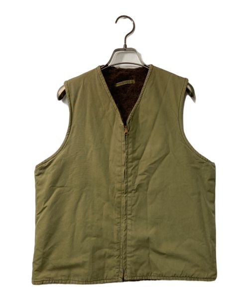 U'S NAVY（ユーエスネイビー）U'S NAVY (ユーエスネイビー) N-1デッキベスト/DECK VEST/ヴィンテージ/片爪/コの字/CONMAR カーキ×ブラウン サイズ:下記参照の古着・服飾アイテム