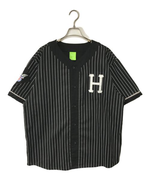 HUF（ハフ）HUF (ハフ) ベースボールシャツ HUF ハフ フォーエバー ベースボール ジャージ ピンストライプ KN00340 ブラック サイズ:XLの古着・服飾アイテム