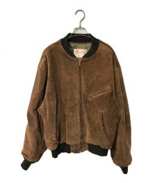 EXCELLED（エクセル）の古着「スエードボンバージャケット excelled エクセル MA-1 flight jacket フライトジャケット アメリカ製 USA製 中綿 LENZIP 6515」｜ブラウン