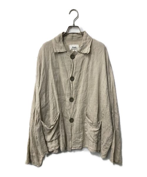 FLAX（フラックス）FLAX (フラックス) リネンシャツジャケット FLAX フラックス ベージュ Jeanne Engelhart ベージュ サイズ:LARGEの古着・服飾アイテム