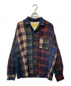 seven by sevenセブンバイセブン）の古着「OPEN COLLAR SHIRTS（NEEDLE PUNCH WOOL CHECK）/オープンカラーシャツ/ニードル パンチ ウール チェック」｜マルチカラー