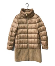 HERNO（ヘルノ）の古着「Semi-glossy quilted nylon padded coat セミグロッシーキルテッドナイロンパテッドコート HERNO ヘルノ エコファー切替 PI1017D」｜ベージュ