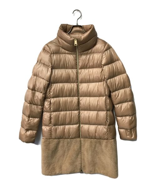 HERNO（ヘルノ）HERNO (ヘルノ) Semi-glossy quilted nylon padded coat セミグロッシーキルテッドナイロンパテッドコート HERNO ヘルノ エコファー切替 PI1017D ベージュ サイズ:42の古着・服飾アイテム