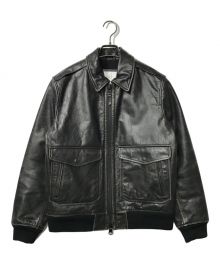 BANANA REPUBLIC（バナナリパブリック）の古着「HTG LEATHER/カウレザージャケット/レザーブルゾン/ヴィンテージ加工/」｜ブラック