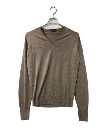 JOHN SMEDLEY（ジョンスメドレー）の古着「メリノウールVネックニット JOHN SMEDLEY ジョンスメドレー イギリス製」｜ブラウン