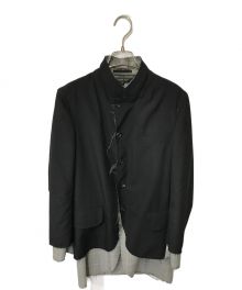 COMME des GARCONS HOMME PLUS（コムデギャルソンオムプリュス）の古着「カットオフレイヤードテーラードジャケット COMME des GARCONS HOMME PLUS コムデギャルソンオムプリュス PS-J021 ブラック」｜グレー×ブラック