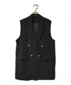 HERENCIAヘレンチア）の古着「Pearl button peak lapel gilet/ダブルロングベスト/H224112」｜ブラック