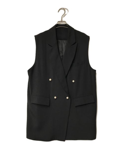 HERENCIA（ヘレンチア）HERENCIA (ヘレンチア) Pearl button peak lapel gilet/ダブルロングベスト/H224112 ブラック サイズ:Fの古着・服飾アイテム