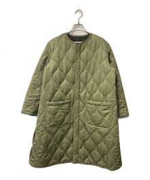 Traditional Weatherwear（トラディショナルウェザーウェア）の古着「ARKLEY LONG W/ZIP ノーカラーキルティングコート L212APQCO0215MJ」｜カーキ