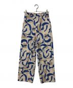 6(ROKU) BEAUTY&YOUTHロク ビューティーアンドユース）の古着「COTTON KIKA PANTS 6(ROKU) BEAUTY&YOUTH ロク ビューティーアンドユース 8614-299-0399 ベージュ×ブルー」｜ベージュ×ブルー