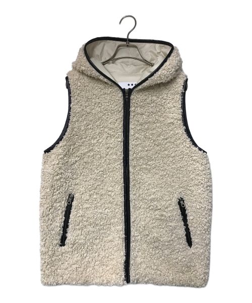 THREE DOTS（スリードッツ）THREE DOTS (スリードッツ) Poodle boa hoody vest/プードルボアフーディーベスト/PB0002Y アイボリー サイズ:Sの古着・服飾アイテム