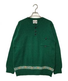 PAPAS×JAMIESON’S（パパス×ジャミーソンズ）の古着「ヘンリーネックウールニット/D0474KSW014/ポケット」｜グリーン