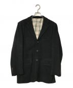 BURBERRY BLACK LABELバーバリーブラックレーベル）の古着「ゴートレザー スエードテーラードジャケット/BME90-021-09/山羊革/3B/ノバチェック」｜ブラック