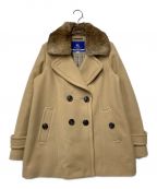 BURBERRY BLUE LABELバーバリーブルーレーベル）の古着「襟ラビットファー アンゴラ混ウール ダブルコート BURBERRY BLUE LABEL バーバリーブルーレーベル E1B31-630-40 ベージュ」｜ベージュ