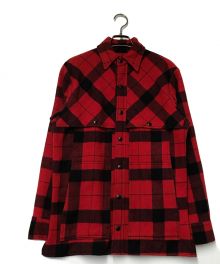 FILSON GARMENT（フィルソン ガーメント）の古着「DOUBLE SHOULDER WOOL JACKET ダブルショルダーウールジャケット FILSON GARMENT フィルソン ガーメント シャツジャケット スナップ釦 パッチポケット レギュラーカラー チェック柄 フランネル LOT 95」｜レッド×ブラック