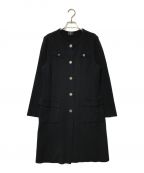 LANVIN COLLECTIONランバンコレクション）の古着「ノーカラーコート LANVIN COLLECTION ランバンコレクション ウールニットコート 日本製 2295125」｜ブラック