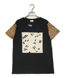 Saint Laurent Paris（サンローランパリ）の古着「音符レオパードＴシャツ Saint Laurent Paris サンローランパリ プリントT イタリア製 440543」｜ブラック