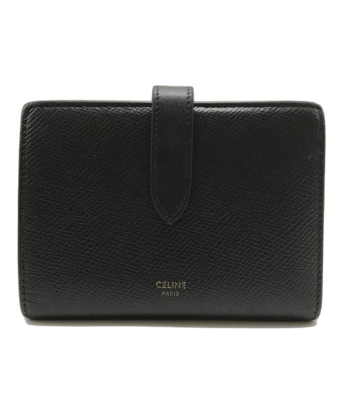 CELINE（セリーヌ）CELINE (セリーヌ) ミディアムストラップウォレット CELINE セリーヌ 二つ折り財布 ブラック サイズ:下記参照の古着・服飾アイテム