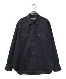 MARKA（マーカ）の古着「ORGANIC COTTON 8.5oz DENIM WESTERN RIDERS SHIRT オーガニックコットン デニムウエスタンライダースシャツ ピグメント加工 製品染め USED加工 ユーズド加工 MARKA マーカ M24C04SH01C」｜インディゴ