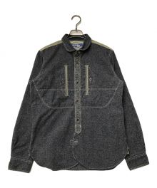 JUNYA WATANABE MAN（ジュンヤワタナベマン）の古着「再構築シャツジャケット JUNYA WATANABE MAN ジュンヤワタナベマン エルボーパッチ ラウンドカラー AD2013 日本製 WL-B024」｜インディゴ