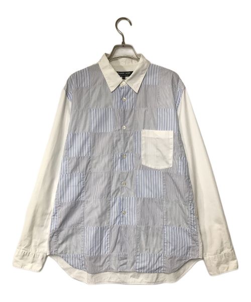 COMME des GARCONS HOMME DEUX（コムデギャルソン オム ドゥ）COMME des GARCONS HOMME DEUX (コムデギャルソン オム ドゥ) パッチワークストライプシャツ ホワイト×ブルー サイズ:Ｍの古着・服飾アイテム