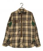 COMME des GARCONS JUNYA WATANABE MANコム デ ギャルソン ジュンヤ ワタナベ マン）の古着「チェックシャツ COMME des GARCONS JUNYA WATANABE MAN コム デ ギャルソン ジュンヤ ワタナベ マン 日本製 レギュラーカラー ネ 猫目釦 リバーシブル 拝み釦 AD2009 WD-B025」｜ベージュ