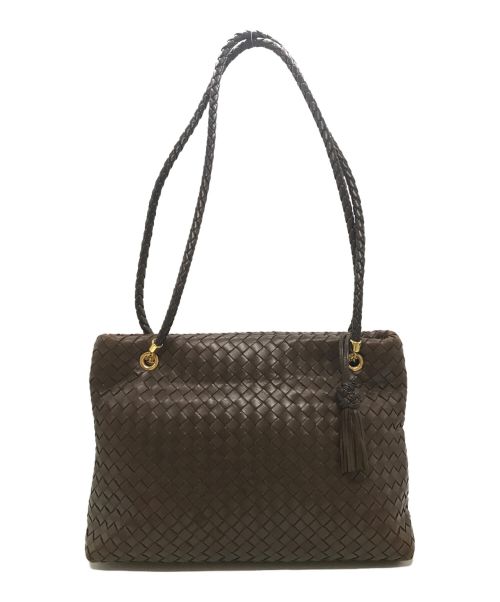 BOTTEGA VENETA（ボッテガベネタ）BOTTEGA VENETA (ボッテガベネタ) イントレチャート ワンショルダートートバッグ BOTTEGA VENETA/ボッテガベネタ  ブラウンの古着・服飾アイテム