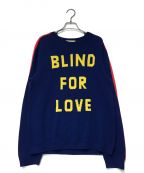 GUCCIグッチ）の古着「BLIND FOR LOVE クルーネックニット　496686 X9I82　GUCCI/グッチ 18SS」｜ブルー