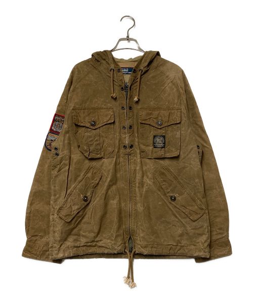 POLO RALPH LAUREN（ポロ・ラルフローレン）HIMALAYAS JACKET  オイルドフーデットジャケット POLO RALPH LAUREN ポロ・ラルフローレン MNBLOTWM5I00062 ワックスコットンマウンテンパーカー ワッペンジャケット ベージュの古着・服飾アイテム