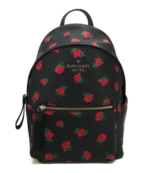 Kate Spade（ケイトスペード）Kate Spade (ケイトスペード) チェルシー ローズ トス プリント ミディアム バックパック Kate Spade ケイトスペード ブラック×レッド ブラック×レッドの古着・服飾アイテム