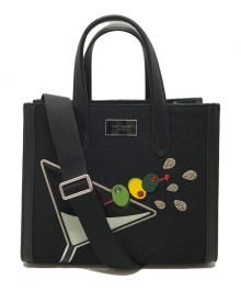 Kate Spade（ケイトスペード）の古着「マンハッタン マティーニ エンベリッシュド スモール トート Kate Spade ケイトスペード オープントップトート ブラック」｜ブラック