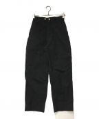 JANE SMITHジェーンスミス）の古着「WASHED COTTON BROAD CINCH BUCKLE SLACKS」｜ブラック