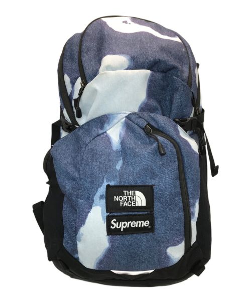 SUPREME（シュプリーム）SUPREME (シュプリーム) THE NORTH FACE (ザ ノース フェイス) Bleached Denim Print Pocono Backpack ブルー×ブラック サイズ:下記参照の古着・服飾アイテム