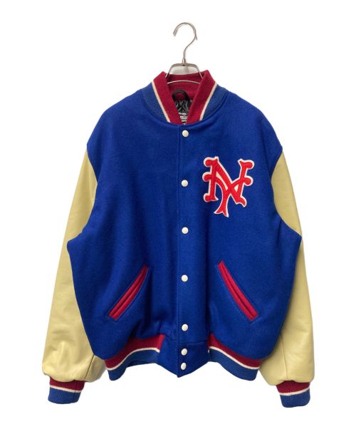 Cooperstown（クーパーズタウン）Cooperstown (クーパーズタウン) レザー切替スタジャン USA製 ブルー サイズ:Mの古着・服飾アイテム