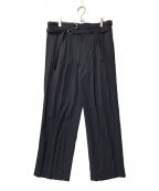 CINOHチノ）の古着「CI RAYON TWILL DOUBLE BELT PANTS」｜ネイビー