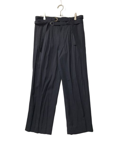 CINOH（チノ）CINOH (チノ) CI RAYON TWILL DOUBLE BELT PANTS ネイビー サイズ:46 未使用品の古着・服飾アイテム