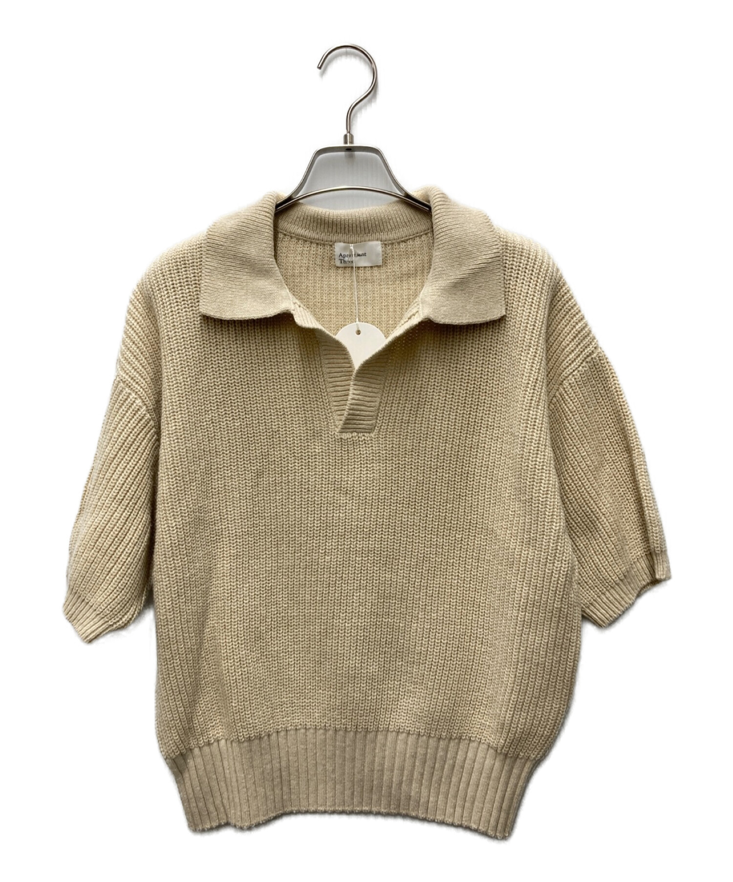 apartment Three (アパートメントスリー) Blend Knitted Polo Shirt　ニットポロシャツ ベージュ サイズ:1  未使用品