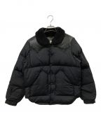 RockyMountainFeatherBedロッキーマウンテンフェザーベッド）の古着「RMFB HERITAGE CHRISTY JACKET レザー切替ダウンジャケット」｜ブラック