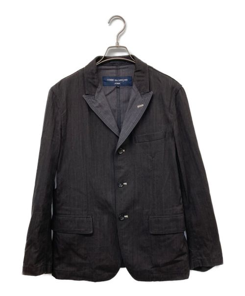 COMME des GARCONS HOMME（コムデギャルソン オム）COMME des GARCONS HOMME (コムデギャルソン オム) 05AW コットンストライプ3Bジャケット グレー サイズ:Ｍの古着・服飾アイテム