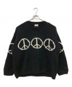 MacMahon Knitting Millsマクマホン ニッティングミルズ）の古着「LINE PEACE CREW NECK KNIT」｜ブラック