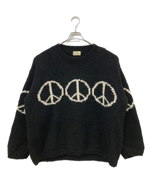 MacMahon Knitting Mills（マクマホン ニッティングミルズ）MACMAHON KNITTING MILLS (マクマホン ニッティングミルズ) LINE PEACE CREW NECK KNIT ブラック サイズ:表記無しの古着・服飾アイテム