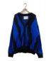 ADAM PATEK（アダムパテック）の古着「mohair mixed cardigan zebra モヘアミックスカーディガン AP2221027」｜ブルー×ブラック